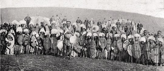 Zulu warriors posing for the camera, late 19th century CE